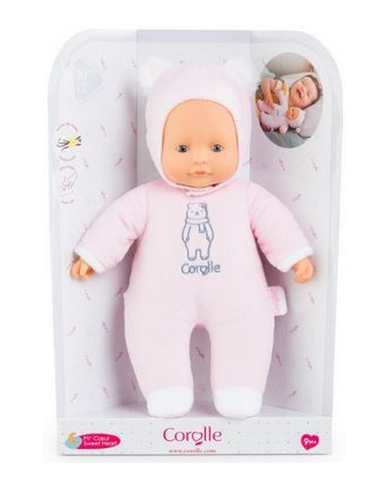 BEBE P'TIT COEUR OURS ROSE 30CM