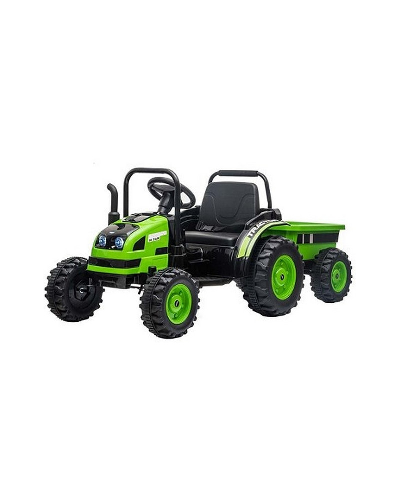 TRACTEUR + REMORQUE VERT R/C MP3/LED 6V