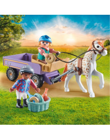 ENFANTS AVEC CALECHE ET PONEY