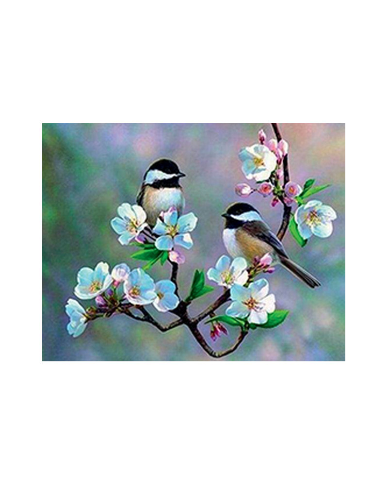 BRODERIE DIAMANT PETITS OISEAUX ET FLEUR