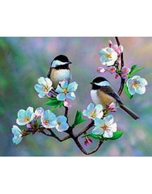 BRODERIE DIAMANT PETITS OISEAUX ET FLEUR
