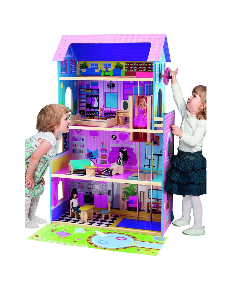 MAISON POUPEE EN BOIS 1M30 4 NIVEAUX
