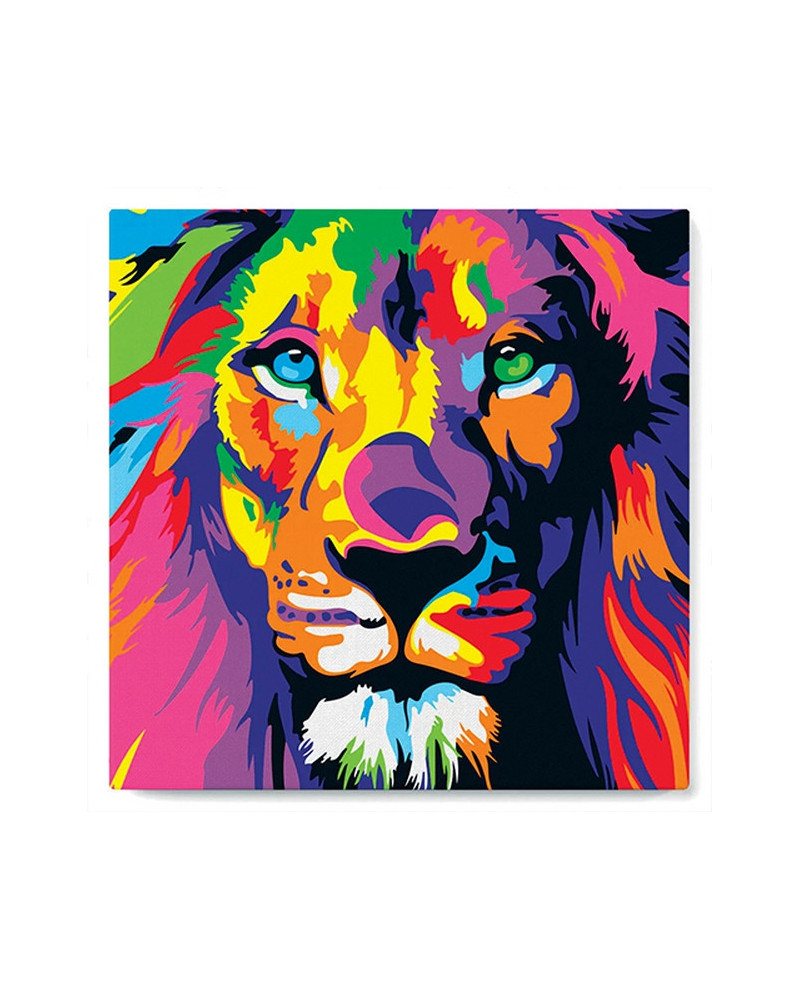 BRODERIE DIAMANT LION POP ART + CHASSIS