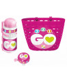 PANIER VELO + GOURDE + SONNETTE ROSE