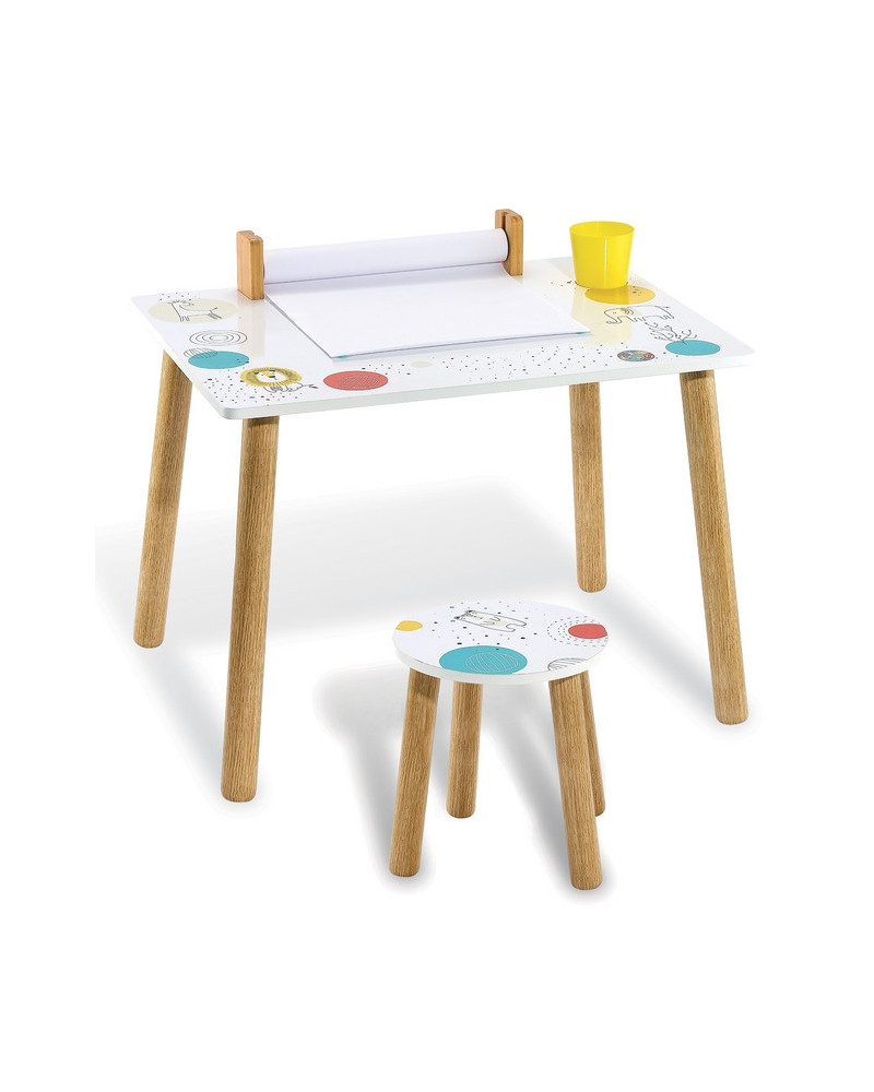 TABLE + CHAISE BOIS