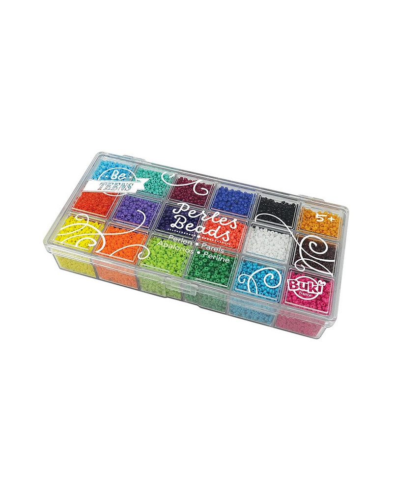BOITE 18 COMPARTIMENTS PERLES DE COULEUR