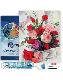 BRODERIE DIAMANT ROSE BELLES FLEURS+CHAS