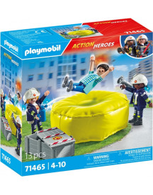 POMPIERS AVEC COUSSIN DE SAUVETAGE