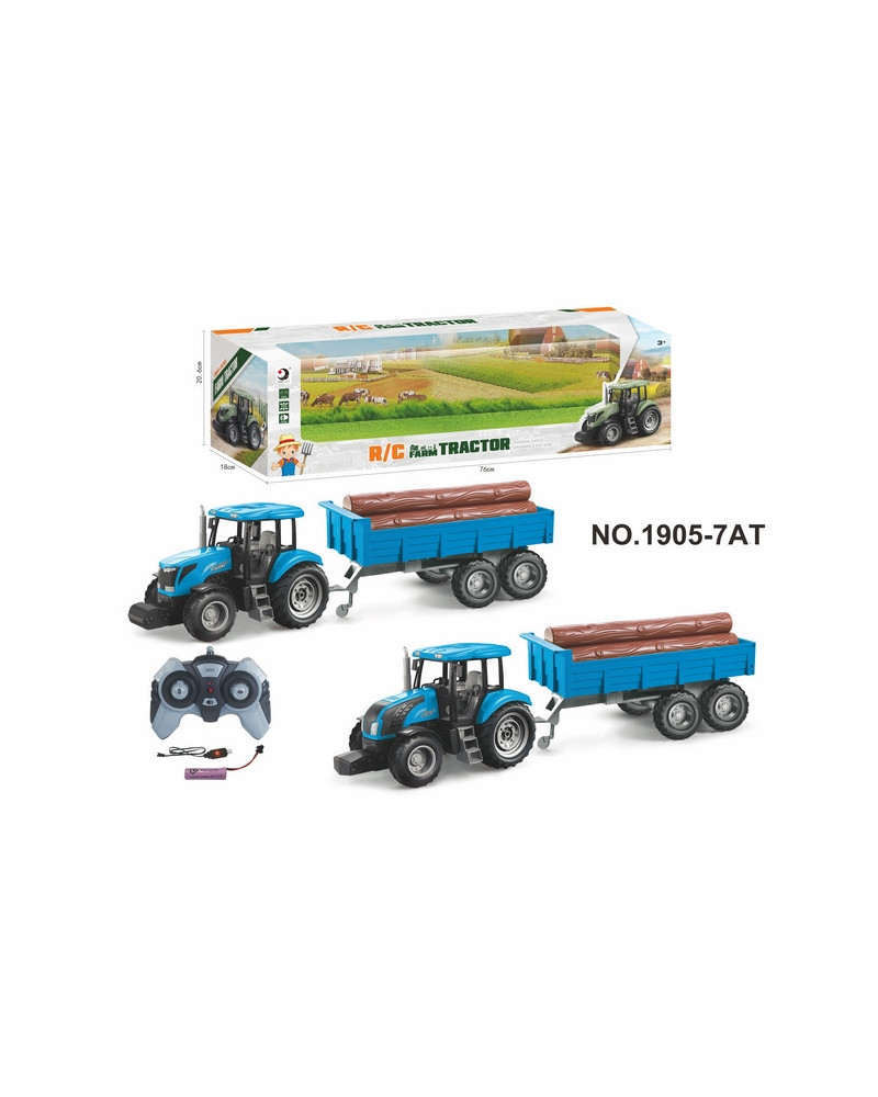 R.C. TRACTEUR BLEU + REM BOIS + TRONC
