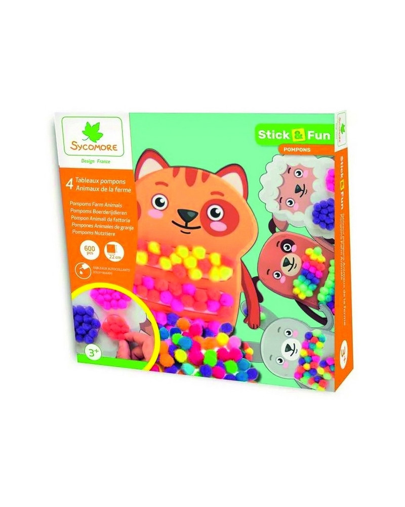 STICK AND FUN POMPONS ANIMAUX DE LA FERM