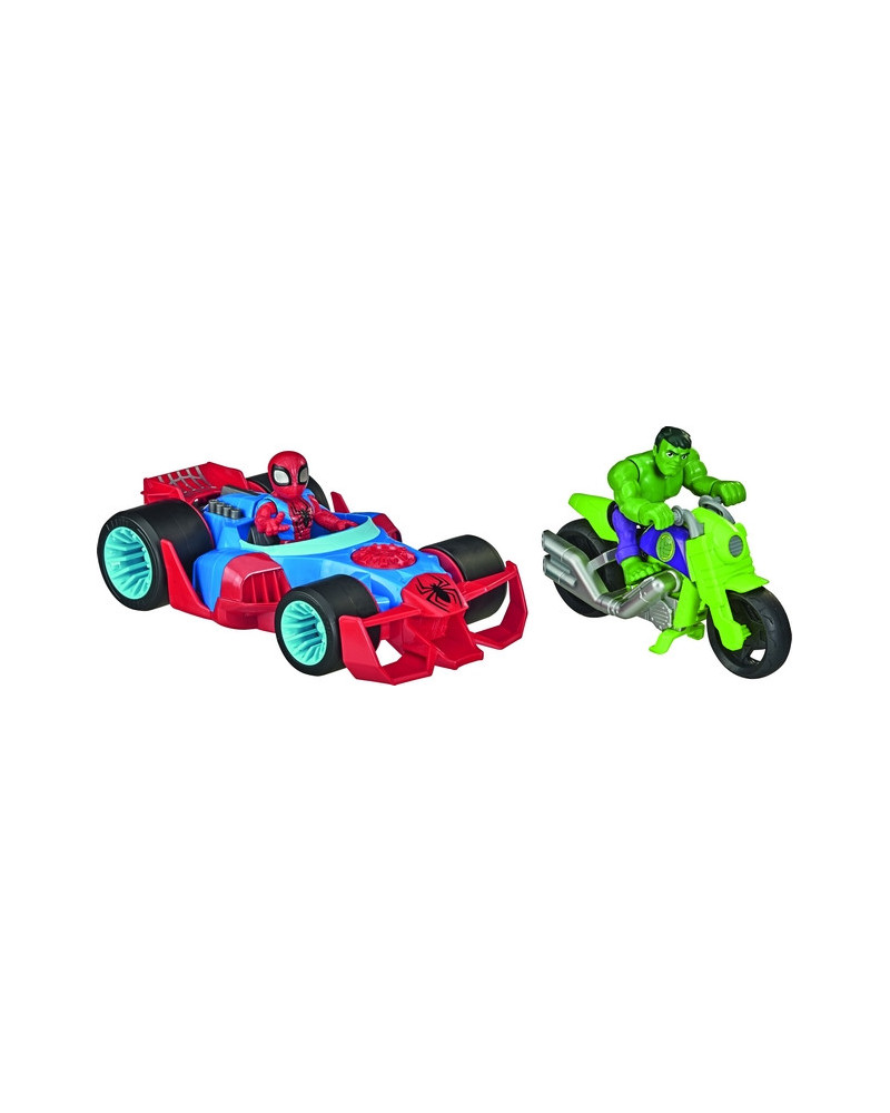 2 VEHICULE+2 FIG.SPIDERMAN + HULK