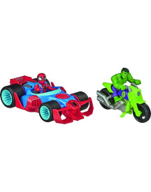 2 VEHICULE+2 FIG.SPIDERMAN + HULK