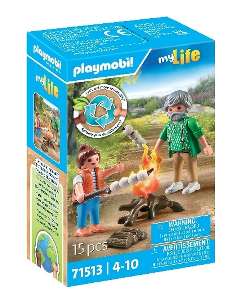 GRAND-PERE AVEC PETITE FILLE ET FEU DE C