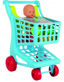 CADDIE SUPERMARCHE + BEBE BOIT PIPI 40CM