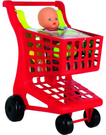 CADDIE SUPERMARCHE + BEBE BOIT PIPI 40CM