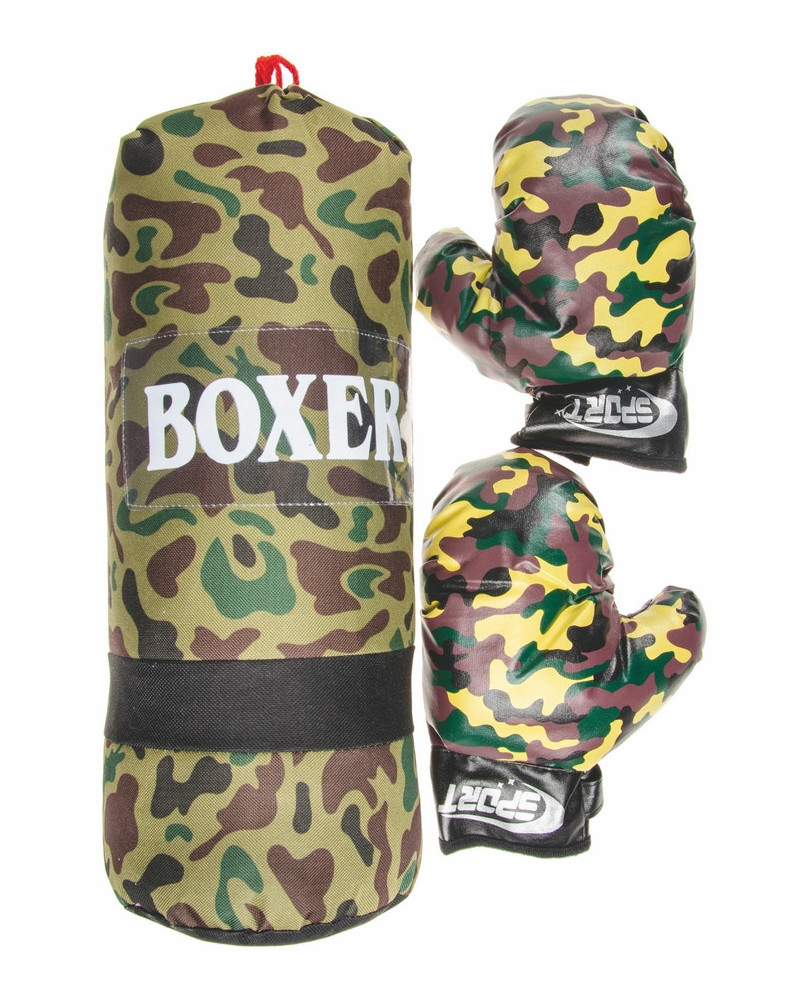 SAC BOXE 43CM + 2 GANTS DECO MILITAIRE