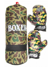 SAC BOXE 43CM + 2 GANTS DECO MILITAIRE