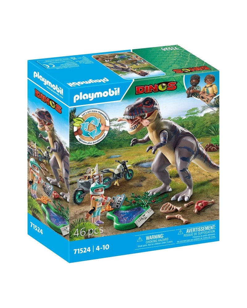 EXPLORATEUR AVEC MOTO ET TYRANNOSAURE