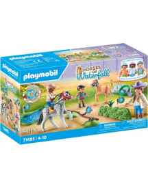 CAVALIERS AVEC PONEYS ET SAUT D'OBSTACLE