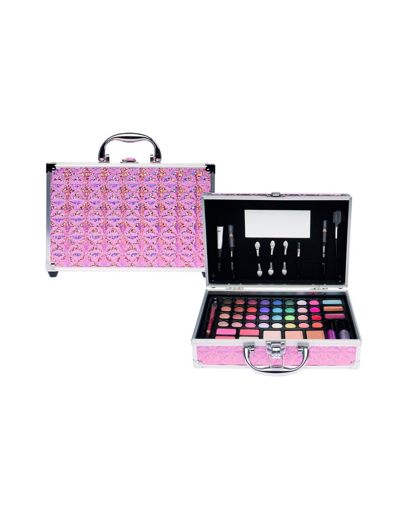 VALISE DE MAQUILLAGE ROSE HOLOGRAMME