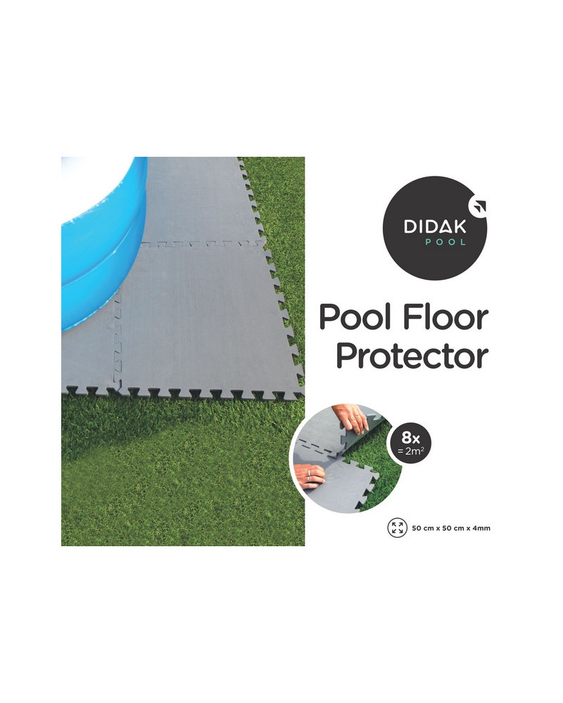 8 DALLES PISCINE 50x50x0,4CM GRISE