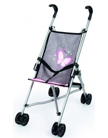 POUSSETTE CANNE GRISE PAPILLON ROSE 55CM