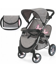 POUSSETTE JOGGER JUMEAUX GRISE PAPILLON