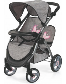 POUSSETTE JOGGER JUMEAUX GRISE PAPILLON