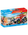 VEHICULE DE POMPIERS AVEC BIDON ENFLAMME