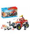 VEHICULE DE POMPIERS AVEC BIDON ENFLAMME