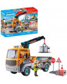 CAMION DE CHANTIER AVEC GRUE ET OUVRIER