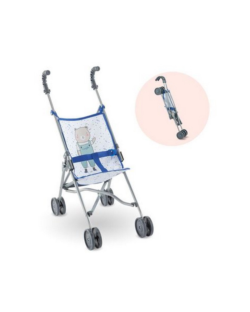 POUSSETTE CANNE BLEUE DOUBLE ROUES 63CM