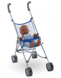 POUSSETTE CANNE BLEUE DOUBLE ROUES 63CM