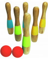 6 QUILLES BOIS 23CM + 2 BOULES