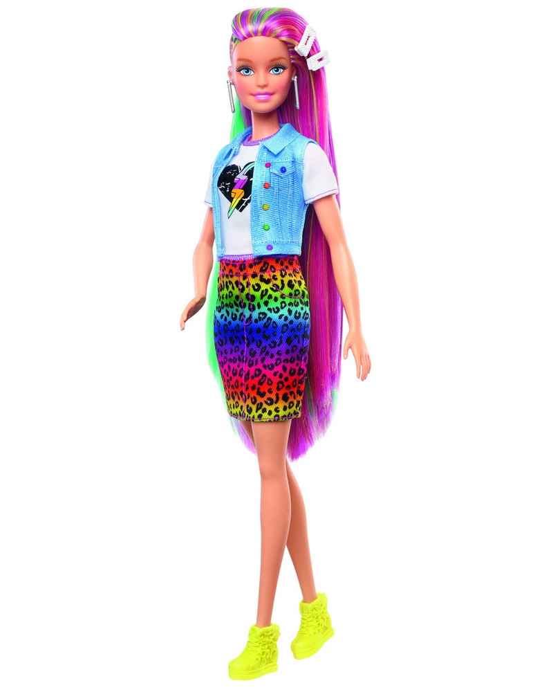 BARBIE LEOPARD RAINBOW HAIR
