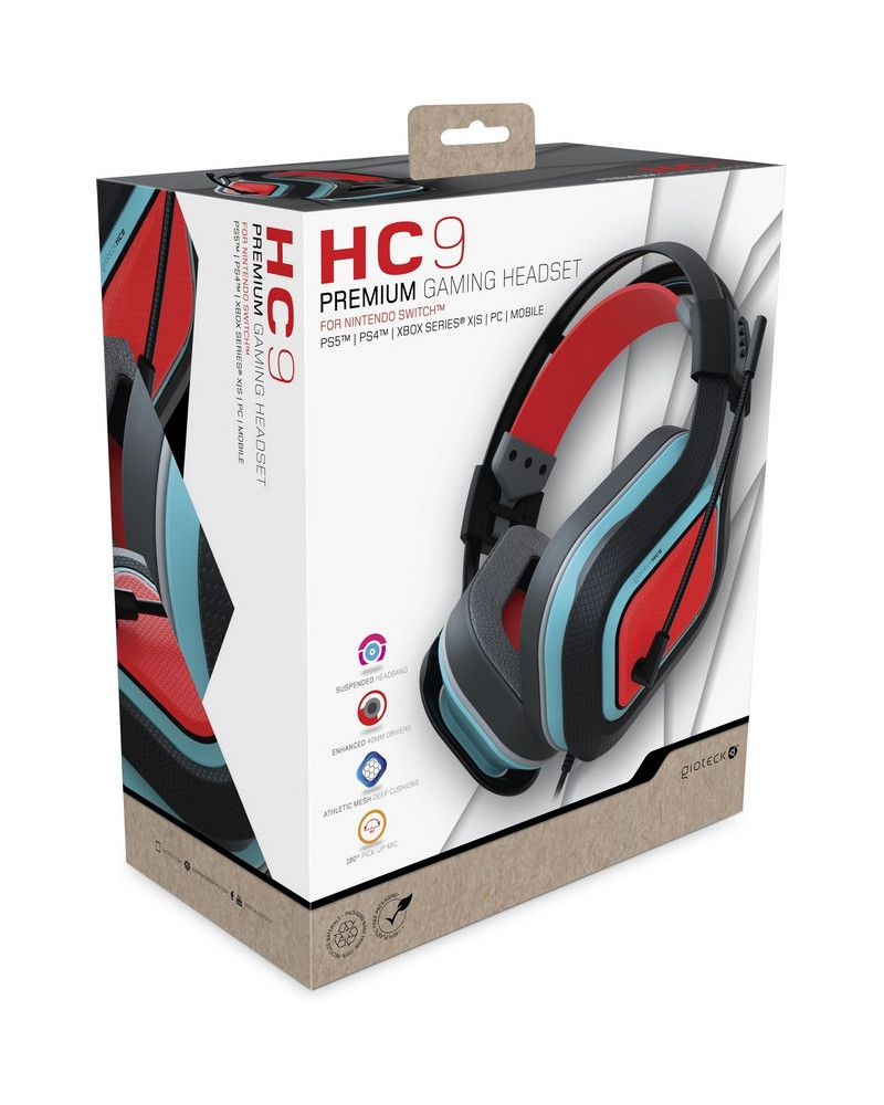 CASQUE FILAIRE HC-9 BLEU ET ROUGE
