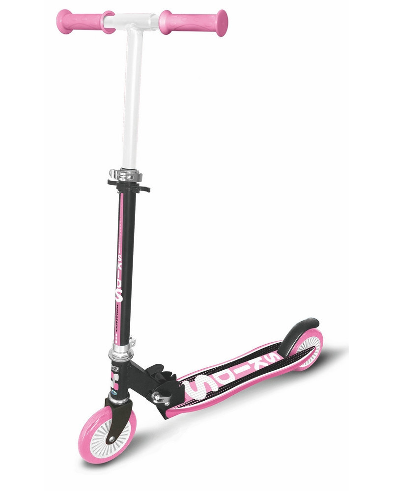 SCOOTER ALU PLIABLE SKIDS ROSE/NOIR