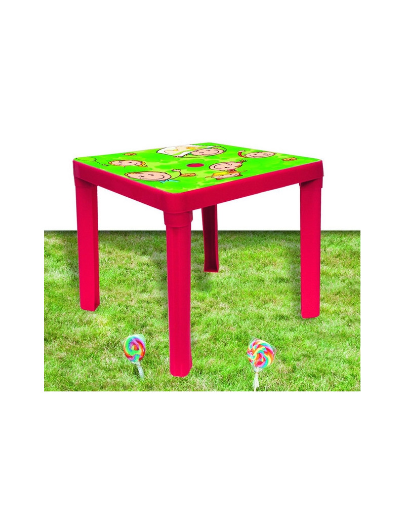 TABLE 46X46X43 FLEUR ROUGE
