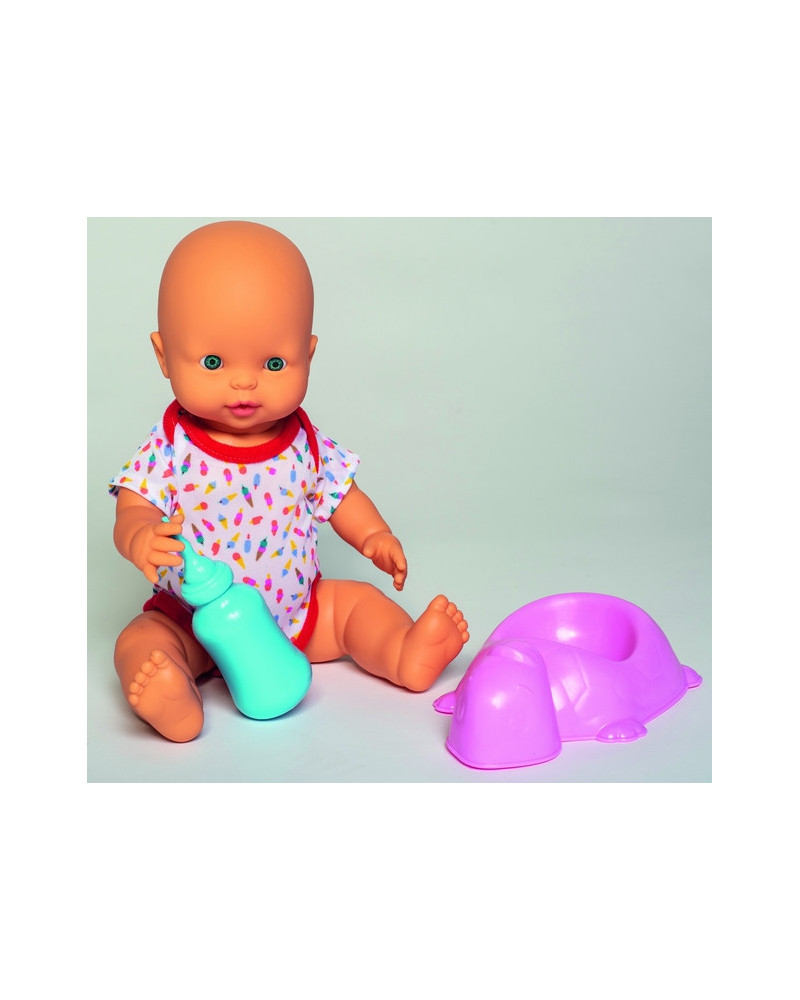 BEBE 40CM FAIT DES BULLES+POT+BIBERON