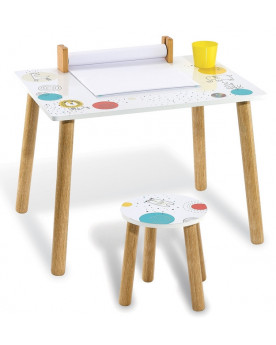 TABLE + CHAISE BOIS