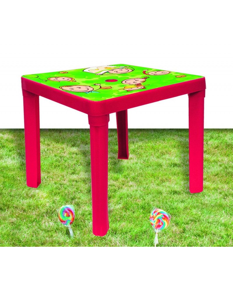 TABLE 46X46X43 FLEUR ROUGE