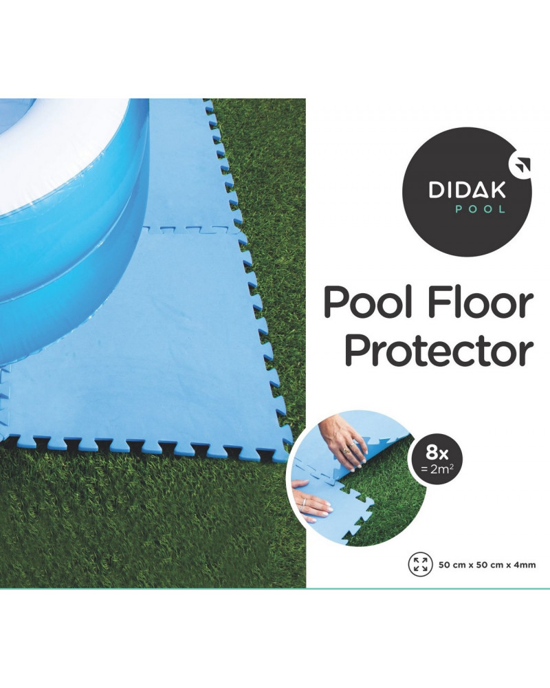 8 DALLES PISCINE 50x50x0,4CM BLEU