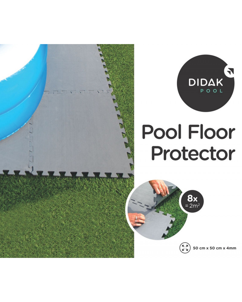8 DALLES PISCINE 50x50x0,4CM GRISE