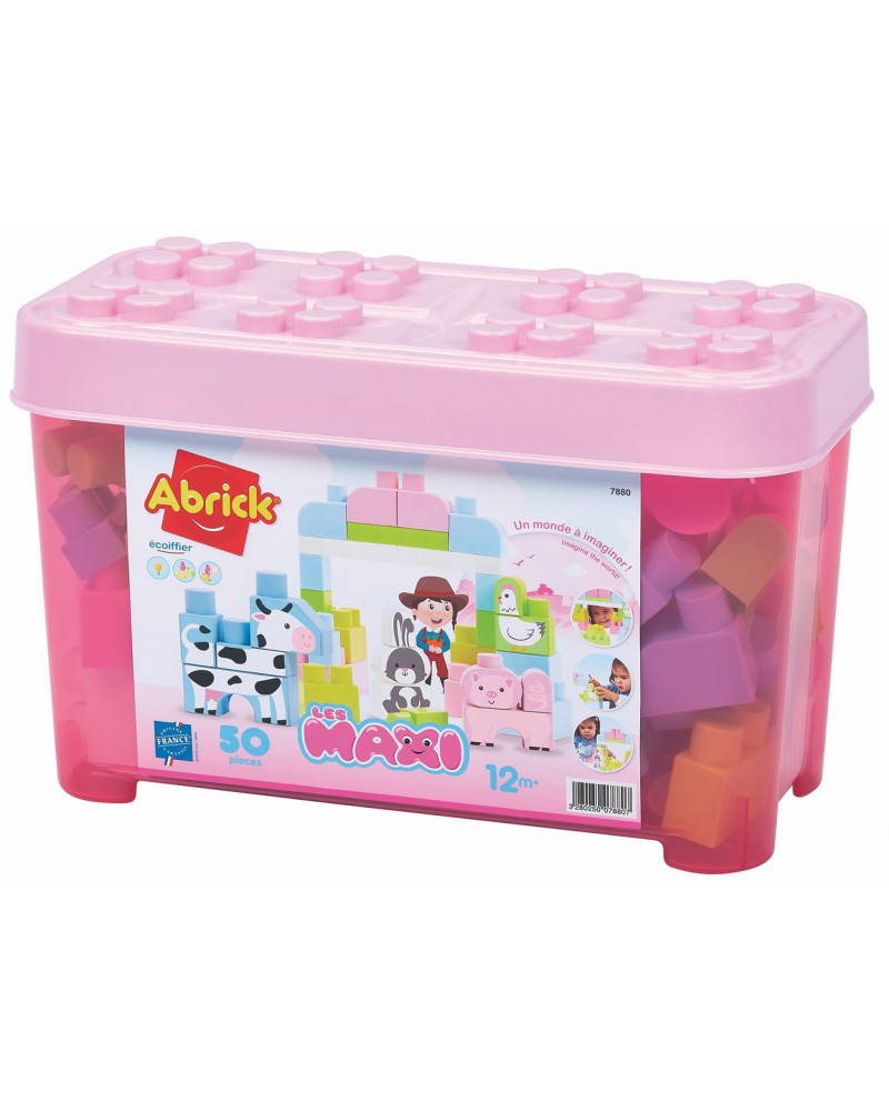 MAXI ABRICK BARIL ROSE ANIMAUX FERME 50P