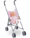 POUSSETTE CANNE ROSE DOUBLES ROUES 63CM