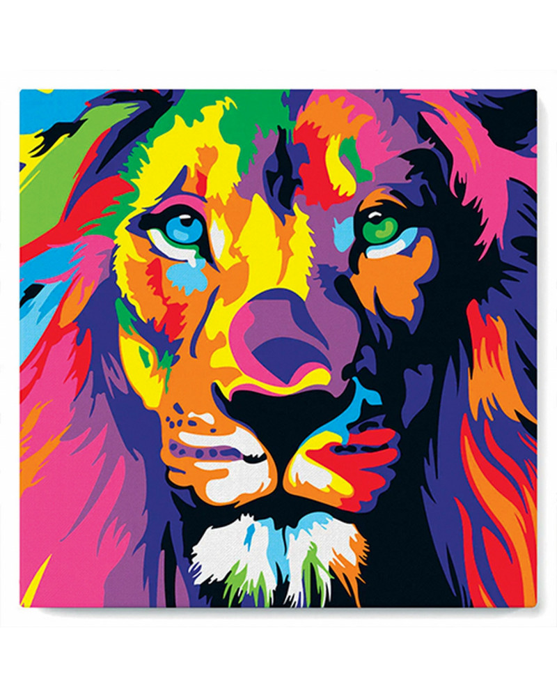 BRODERIE DIAMANT LION POP ART + CHASSIS