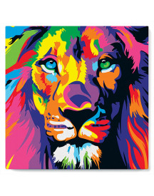 BRODERIE DIAMANT LION POP ART + CHASSIS