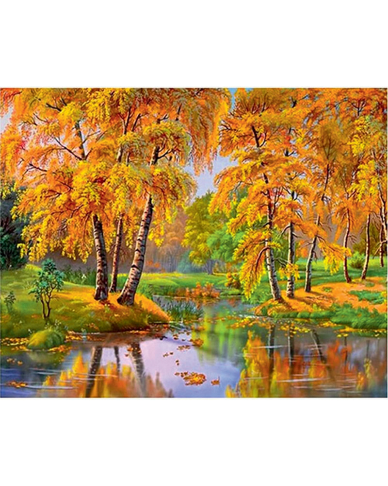 BRODERIE DIAMANT LAC EN AUTOMNE