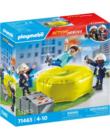 POMPIERS AVEC COUSSIN DE SAUVETAGE
