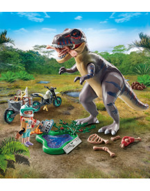 EXPLORATEUR AVEC MOTO ET TYRANNOSAURE